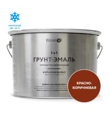 Быстросохнущая грунт-эмаль по металлу Elcon (3 в 1 по ржавчине; матовая; красно-коричневая; 10 кг) 00-00462655