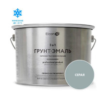 Быстросохнущая грунт-эмаль по металлу Elcon (3 в 1 по ржавчине; матовая; серая; 10 кг) 00-00462656