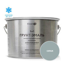 Быстросохнущая грунт-эмаль по металлу Elcon (3 в 1 по ржавчине; матовая; серая; 10 кг) 00-00462656