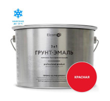 Быстросохнущая грунт-эмаль по металлу Elcon (3 в 1 по ржавчине; матовая; красная; 10 кг) 00-00462654