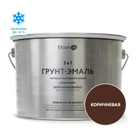 Быстросохнущая грунт-эмаль по металлу Elcon (3 в 1 по ржавчине; матовая; коричневая; 10 кг) 00-00462653