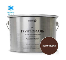 Быстросохнущая грунт-эмаль по металлу Elcon (3 в 1 по ржавчине; матовая; коричневая; 10 кг) 00-00462653