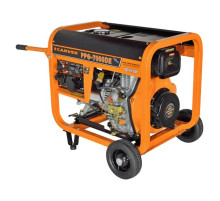 Генератор Carver PPG- 7000DE дизель LT-186FA, 5,0/5,5кВт, 220В, бак12.5л, э/старт, колеса, медь 01.020.00023