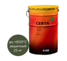 Термостойкая краска Certa для металла, печей, мангалов, радиаторов, дымоходов, суппортов, до 600 градусов, защитный (~RAL 6003), 25 кг CPR0002925