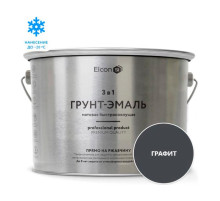 Быстросохнущая грунт-эмаль по ржавчине, металлу 3 в 1 Elcon графит, 10 кг 00-00463007