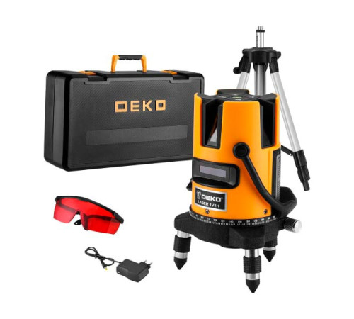 Лазерный самовыравнивающийся уровень DEKO в кейсе DKLL02RB PRO PREMIUM со штативом 1 м (2 линии, красный луч) DEKO (3638) 065-0102-2