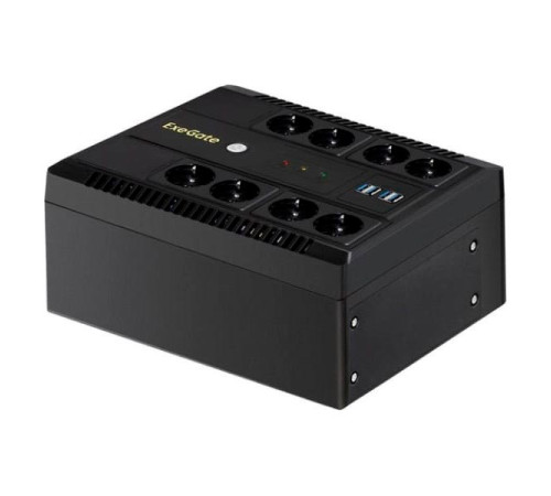 ИБП ExeGate NEO NNB-650.LED.AVR.8SH.CH 650VA 390W, LED, AVR, 8*Schuko, 4*USB-порта для зарядки, Black 295011