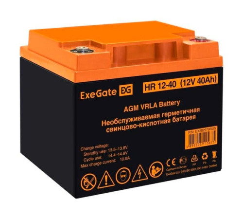 Аккумуляторная батарея HR 12-40 12 V, 40 A*h, под болт М6 ExeGate 282979