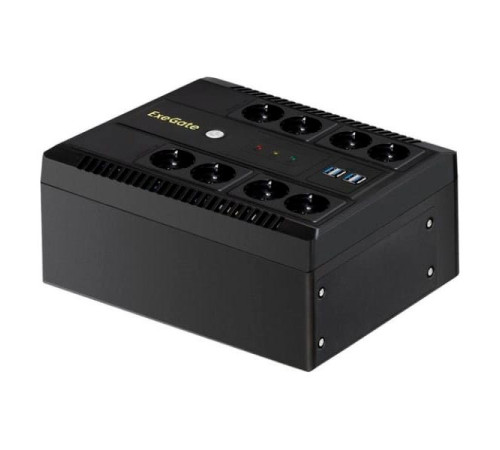 ИБП ExeGate NEO Smart LHB-650.LCD.AVR.8SH.CH.RJ.USB 650VA 390W, LCD, AVR, 8*Schuko, RJ45 11, USB, 4*USB-порта для зарядки, Black 295013