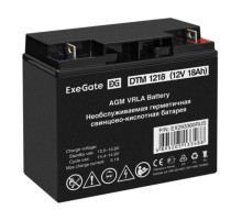 Аккумуляторная батарея DTM 1218 12 V, 18 A*h, клеммы F3, болт М5 с гайкой ExeGate 293360