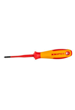 Тонкая отвёртка KNIPEX VDE 1000V Pozidriv PZ1 крестовая, L стержня 80 мм, 2-комп. рук-ка KN-982501SL