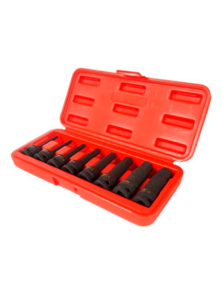 Набор ударных бит-головок 1/2" HEX H5-19 мм, длина 78 мм, в кейсе (8 предметов) JTC J408LH