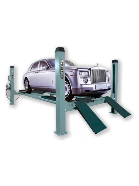 Четырехстоечный подъемник KraftWell г/п 5500 кг, платформы для сход-развала, серый KRW5.5WA