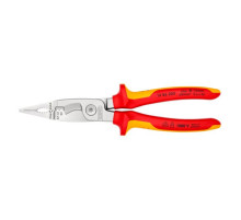 Электромонтажные клещи KNIPEX VDE, 6-в-1, 200 мм, диэлектрические, хром, 2К ручки, KN-1386200SB