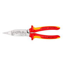 Электромонтажные клещи KNIPEX VDE, 6-в-1, 200 мм, диэлектрические, хром, 2К ручки, KN-1386200SB