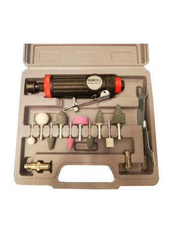 Пневматическая бормашинка KraftWell с набором насадок, в кейсе KRW25PG-T