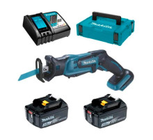 Аккумуляторная сабельная пила Makita LXT 18 В, ход 13 мм, рез 50 мм, 2x3.0 Ач, ЗУ DJR185RFE