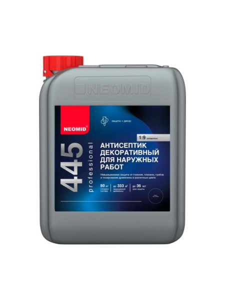 Декоративный антисептик для наружных работ NEOMID 445 5 кг, таежная брусника Н-445-5/таежн.бр.
