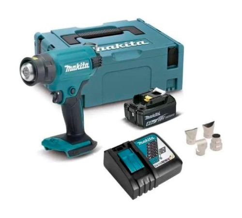 Аккумуляторный тепловой пистолет (фен) Makita LXT 18В, 550 град, кейс MakPac,насадки, 5.0 Ач х 1, з/у DHG180RT1J