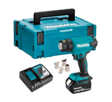 Аккумуляторный тепловой пистолет-фен Makita LXT 18В, 550 град, 2 скорости,6 режимов, кейс MakPac ,насадки 5.0Ач х1,з/у DHG181RT1J