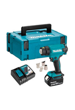 Аккумуляторный тепловой пистолет-фен Makita LXT 18В, 550 град, 2 скорости,6 режимов, кейс MakPac ,насадки 5.0Ач х1,з/у DHG181RT1J