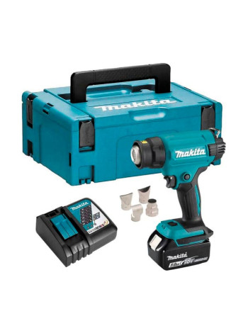 Аккумуляторный тепловой пистолет-фен Makita LXT 18В, 550 град, 2 скорости,6 режимов, кейс MakPac ,насадки 5.0Ач х1,з/у DHG181RT1J
