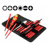 Набор отвёрток-насадок диэлектрических с рукояткой-держателем Wera, VDE, 16 предметов, WE-003474