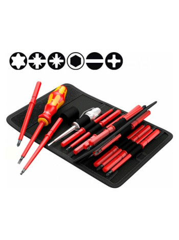 Набор отвёрток-насадок диэлектрических с рукояткой-держателем Wera, VDE, 16 предметов, WE-003474