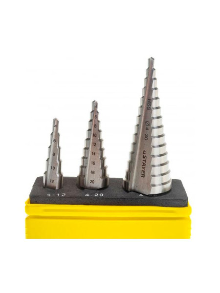 Набор ступенчатых сверл по металлу 3 шт. Stayer 29660-4-30-H3