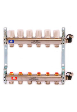 Коллекторная группа Uni-Fitt 1х3/4, 6 выходов, с регулировочными и термостатическими вентилями, нерж. сталь 451I4306