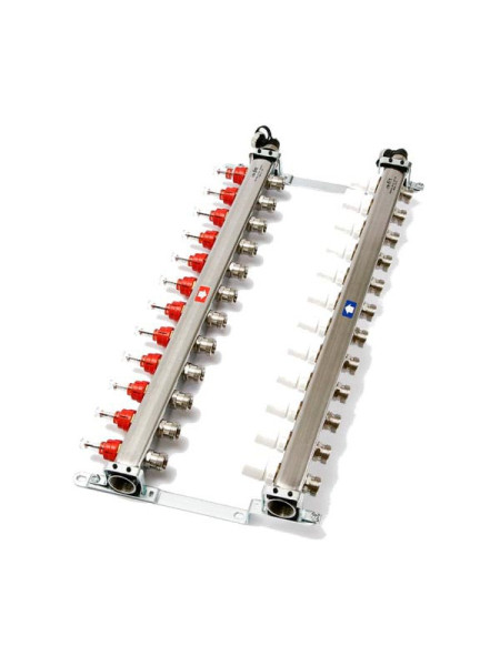 Коллекторная группа 1х3/4, 12 выходов, с расходомерами и термостатическими вентилями, нерж. сталь Uni-Fitt 450I4312