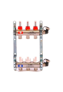 Коллекторная группа 1х3/4, 3 выхода, с расходомерами и термостатическими вентилями, нерж. сталь Uni-Fitt 450I4303