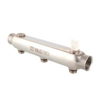 Коллектор из нержавеющей стали с межосевым расстоянием выходов 100мм, 1х 6 вых. 1/2 нар. VALTEC VTc.510.SS.060406