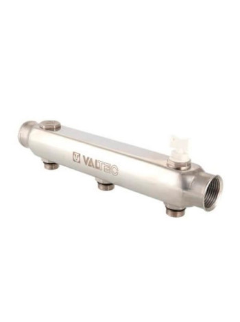 Коллектор из нержавеющей стали с межосевым расстоянием выходов 100мм, 1х 6 вых. 1/2 нар. VALTEC VTc.510.SS.060406