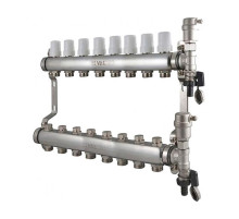 Коллекторная группа VALTEC 1x7 выходов евроконус 3/4" нержавеющая сталь в сборе VTc.588.EMNX.0607