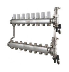 Коллекторная группа VALTEC 1x7 выходов евроконус 3/4" нержавеющая сталь в сборе VTc.588.EMNX.0607