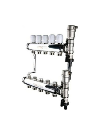 Коллекторная группа из нержавеющей стали VALTEC в сборе, 1х4 вых. Евроконус 3/4 VTc.588.EMNX.0604
