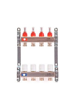 Коллекторная группа Uni-Fitt 1" х 3/4", 4 выхода, без концевиков, нержавеющая сталь 450B4304