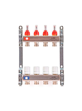 Коллекторная группа Uni-Fitt 1" х 3/4", 4 выхода, без концевиков, нержавеющая сталь 450B4304