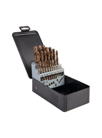 Набор сверл по металлу в металлическом кейсе (25 шт; 1-13 мм; шаг 0.5 мм; HSS-Co) WIEDERKRAFT WDK-DC25