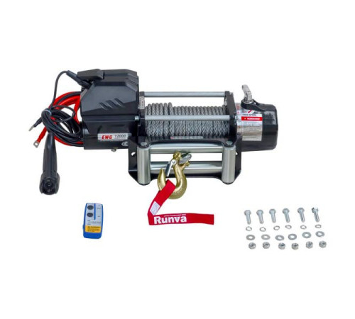 Автомобильная электрическая лебёдка RUNVA 12V Magnum 12000 lbs 5443 кг стальной трос EWD12000F