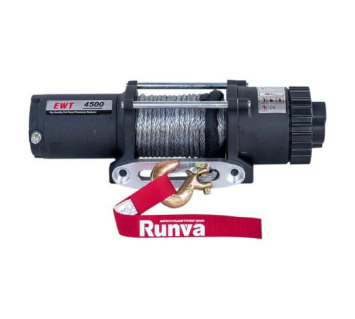Электрическая лебёдка RUNVA 12V 4500A lbs синтетический трос EWT4500ASR