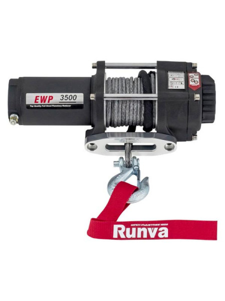 Электрическая лебёдка RUNVA 12V 3500A lbs 1588 кг синтетический трос EWP3500ASR