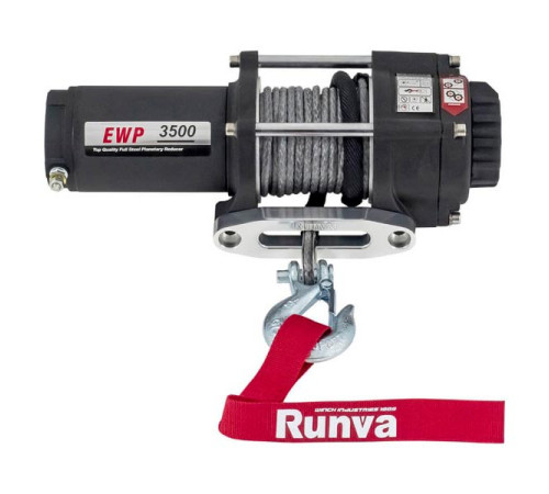 Электрическая лебёдка RUNVA 12V 3500A lbs 1588 кг синтетический трос EWP3500ASR