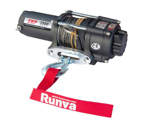 Электрическая лебёдка RUNVA 12V 2500A lbs 1140 кг синтетический трос EWP2500ASR