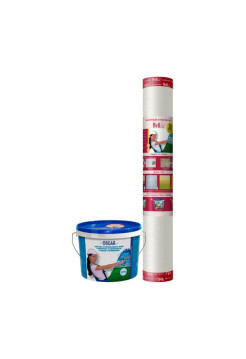Комплект из 2 частей: малярный стеклохолст Wellton light 25 г/кв.м + готовый клей для стеклообоев Wellton Oscar 10 кг W30-GOs10