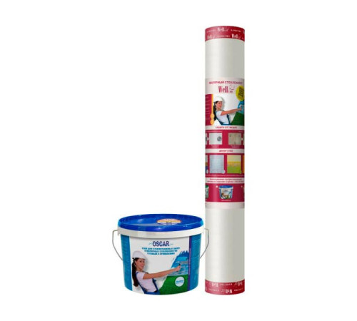Комплект из 2 частей: малярный стеклохолст Wellton light 25 г/кв.м + готовый клей для стеклообоев Wellton Oscar 10 кг W30-GOs10