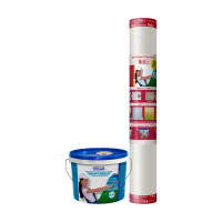 Комплект из 2 частей: малярный стеклохолст Wellton эконом плотность 40 г/кв.м + готовый клей для стеклообоев Wellton Oscar 10 кг W40-GOs10