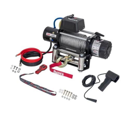 Электрическая лебёдка RUNVA 12V 12500 lbs 5670 кг стальной трос EWV12500S