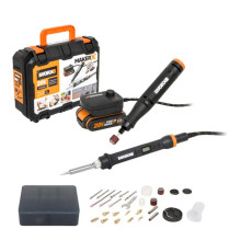 Гравировальная машинка WORX WX739.9 + Выжигатель WORX WX744.9, 20 В, 2 Ач, адаптер, ЗУ, кейс WX988